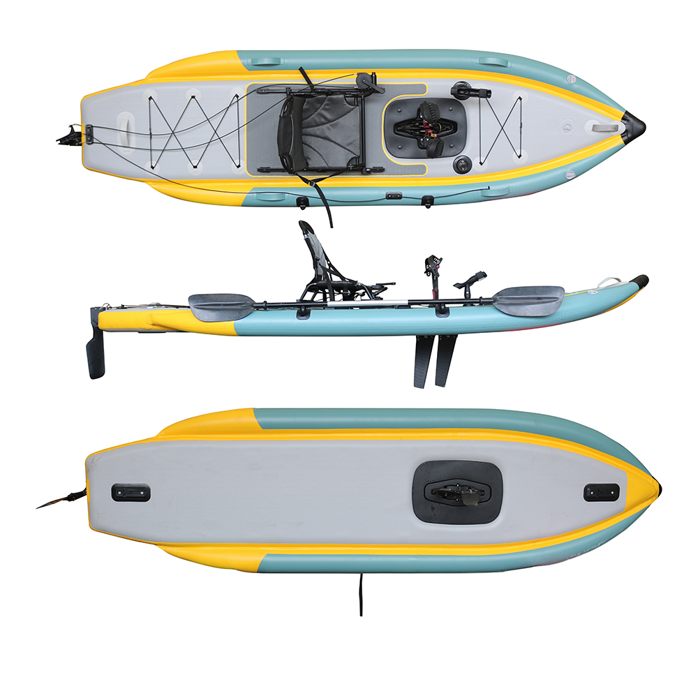 Fishing Kayak Sit In - Pedalbetriebenes, faltbares, aufblasbares PVC-Sit-On-Top-Angelkajak 3,6 m