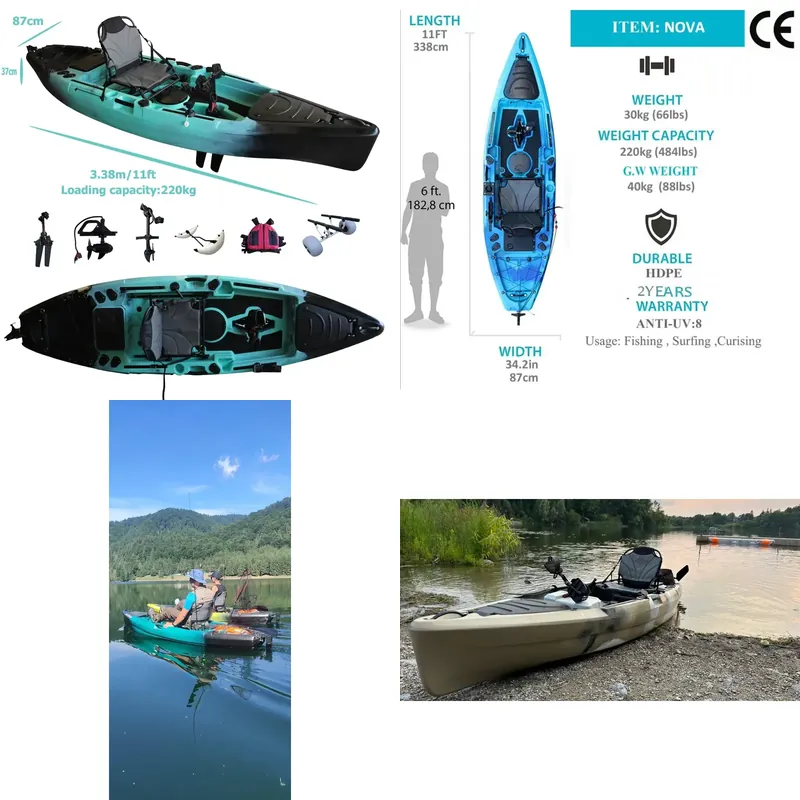 Fishing Kayak Sit In - Angelkajak mit Flossenantrieb, 11 Fuß, HDPE,