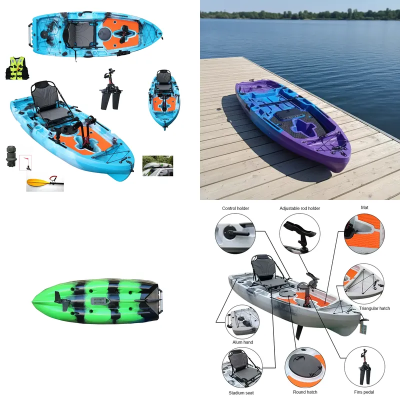 Fishing Kayak Sit In - Vicking Ocean Einzel-Sit-On-Top-Kajak mit HDPE-Kunststoffrumpf, Klappe,